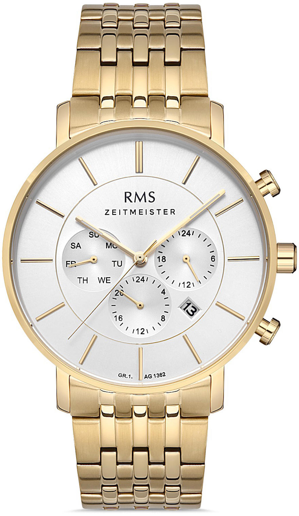 Romanson GR.1.AG1362.11 Takvimli 43 mm Altın Çelik Kordon Analog Kol Saati
