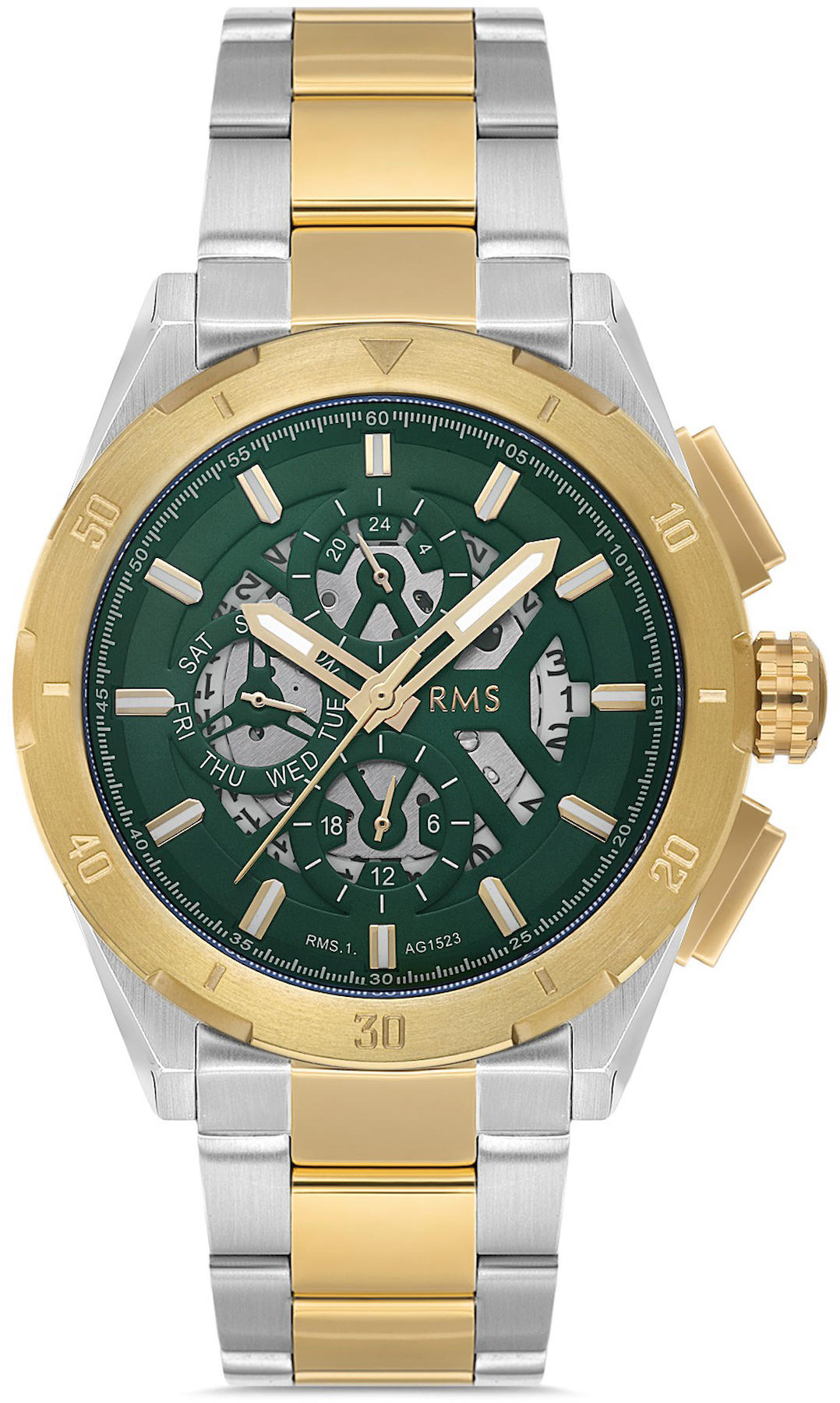 Romanson RMS.1.AG1523.10 Takvimli 44 mm Altın - Beyaz Çelik Kordon Analog Kol Saati