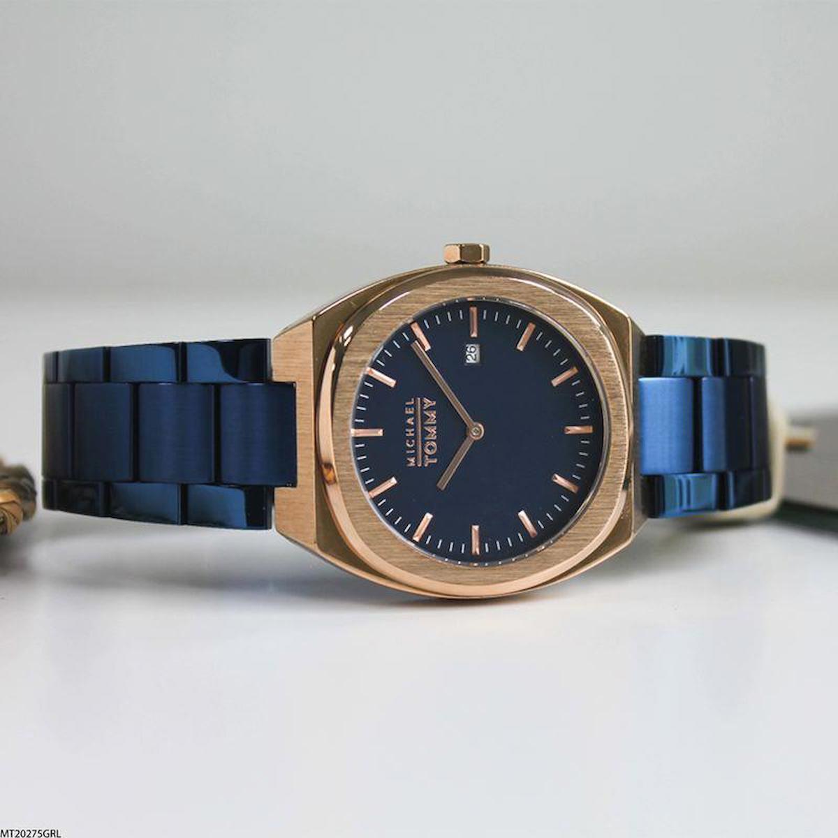 Michael Tommy MT20275GRL Takvimli 40 mm Lacivert Çelik Kordon Analog Erkek Kol Saati