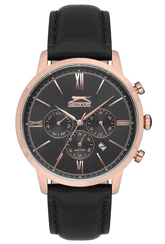 Slazenger SL.09.1820.2.01 Takvimli 44 mm Siyah Deri Kordon Analog Erkek Kol Saati
