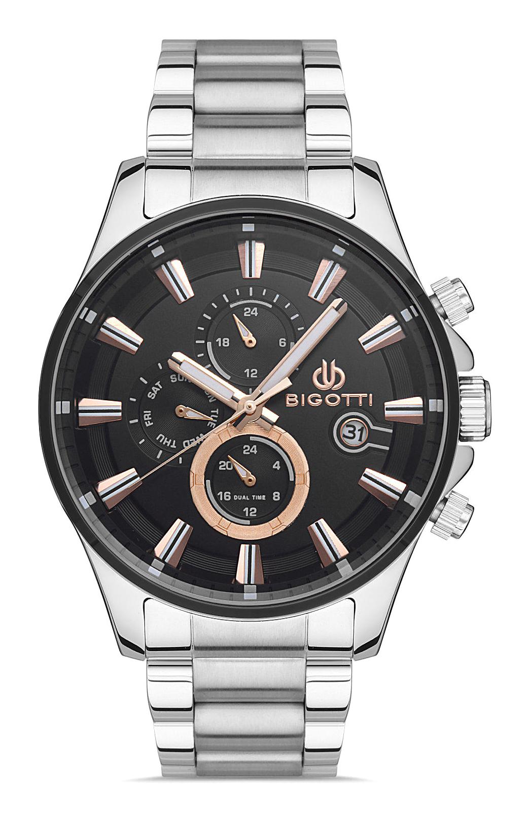 Bigotti BG.1.10440.5 Takvimli 44 mm Çelik Kordon Analog Erkek Kol Saati