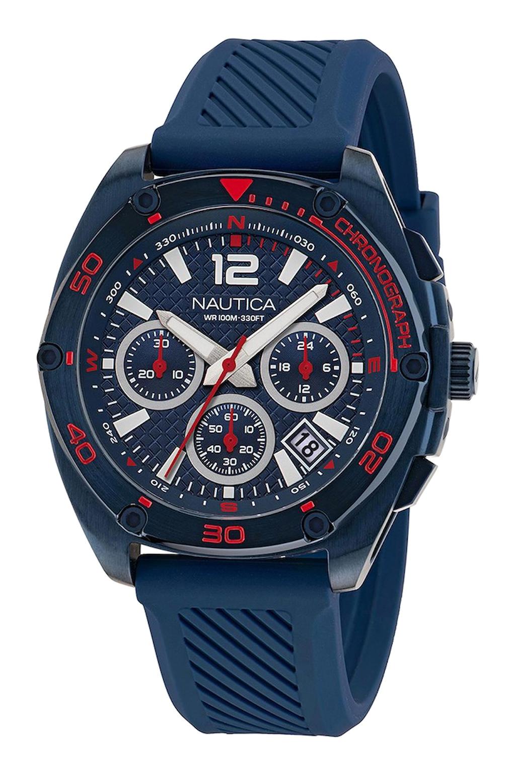 Nautica NAPTCS303 Takvimli 43 mm Lacivert Silikon Kordon Analog Erkek Kol Saati