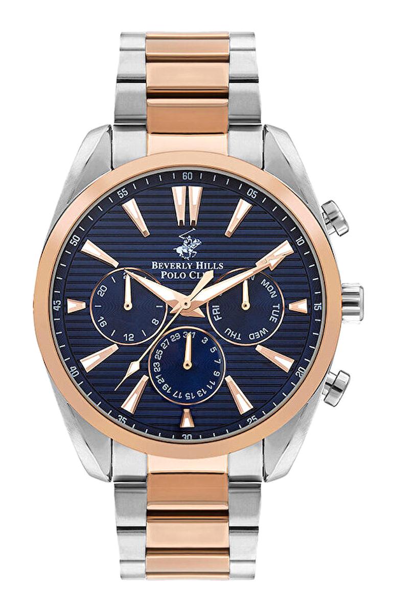 Beverly Hills Polo Club BP3336X590 Takvimli 42 mm Gri-Rose Gold Çelik Kordon Analog Erkek Kol Saati