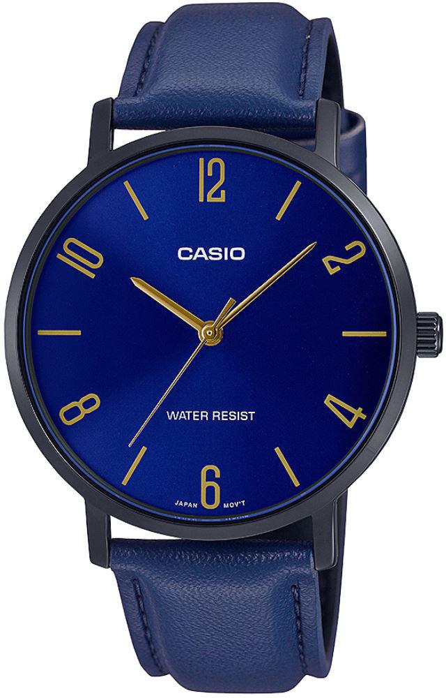 Casio MTP-VT01BL-2BUDF 40 mm Lacivert Deri Kordon Analog Erkek Kol Saati