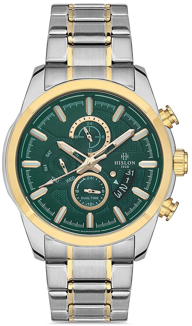 Hislon DT130T-15SG Pusulalı Takvimli 44 mm Çelik Kordon Analog Kol Saati