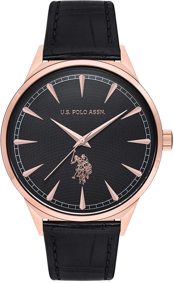 U.S. Polo Assn USPA1005-03 42 mm Siyah Deri Kordon Analog Kol Saati