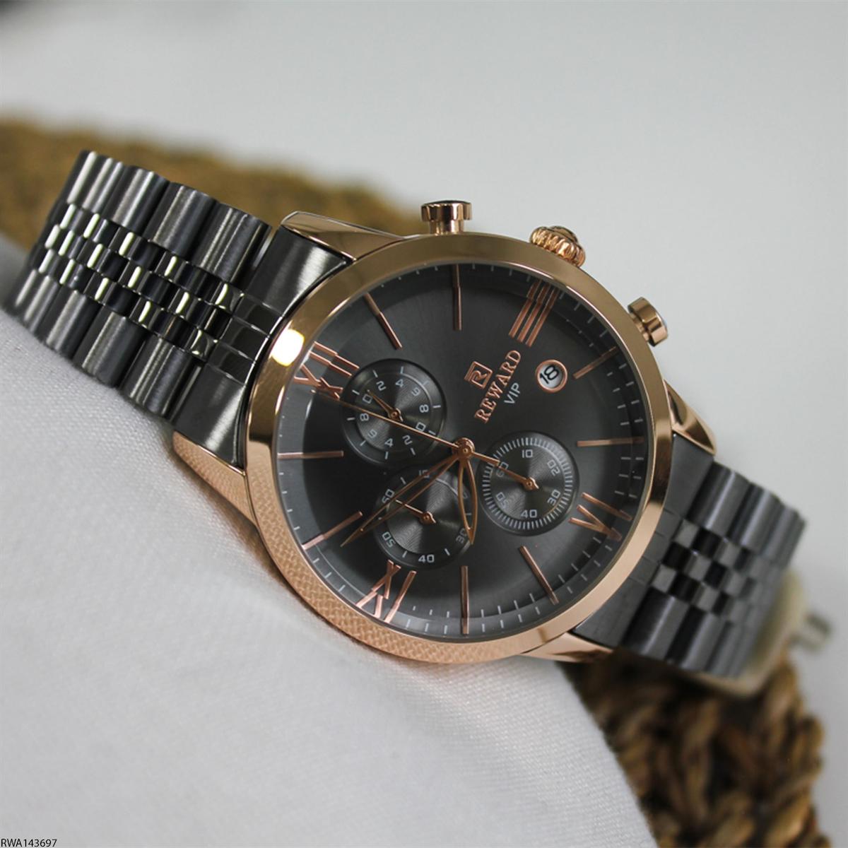 Reward RWA143697 Takvimli 43 mm Füme Çelik Kordon Analog Erkek Kol Saati