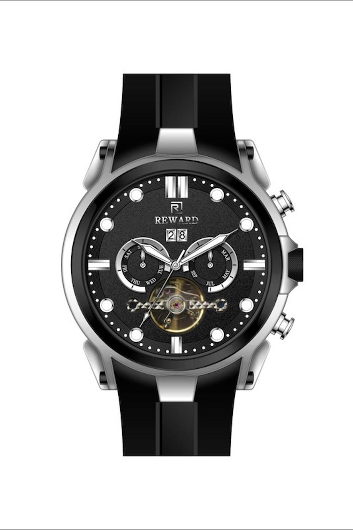 Reward A144941 Takvimli 47 mm Siyah Silikon Kordon Analog Erkek Kol Saati