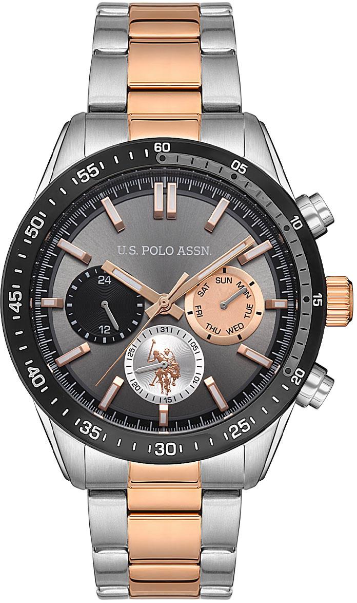 U.S. Polo Assn USPA1044-03 Takvimli 45 mm Gri-Rose Gold Çelik Kordon Analog Erkek Kol Saati