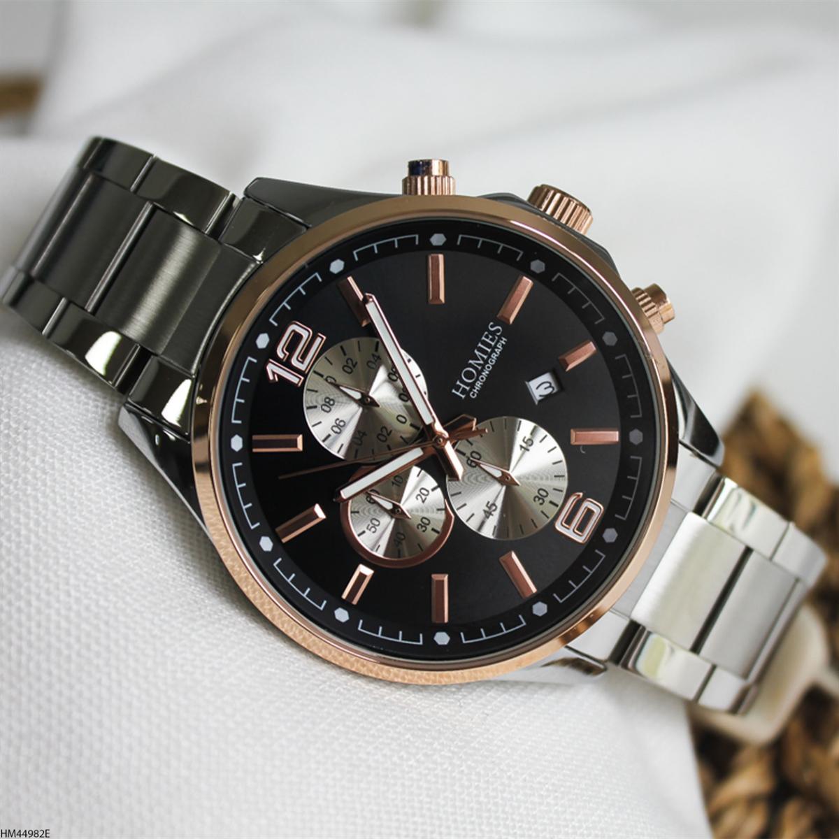 Homies HM44982E Pusulalı Takvimli 45 mm Metal Kordon Analog Erkek Kol Saati