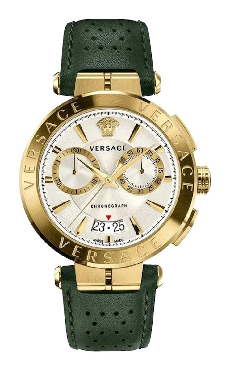 Versace VRSCVBR020017 Takvimli 45 mm Yeşil Deri Kordon Analog Erkek Kol Saati