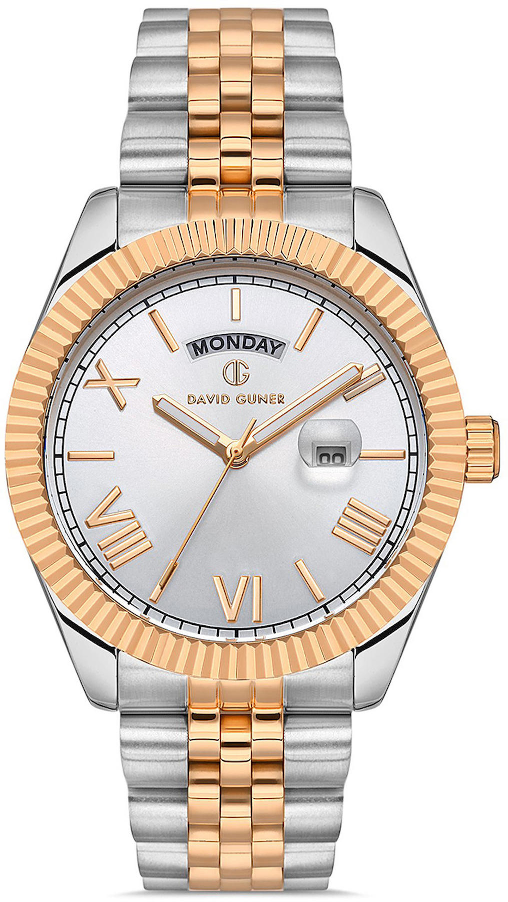 David Guner DG-8481GA-E1 Takvimli 42 mm Çelik Kordon Analog Kol Saati