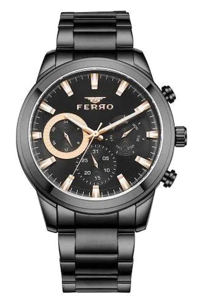 Ferro FM31370A-G Takvimli Siyah Kordon Analog Erkek Kol Saati
