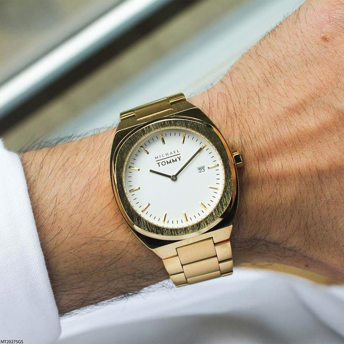 Michael Tommy MT20275GS Takvimli 40 mm Altın Çelik Kordon Analog Erkek Kol Saati