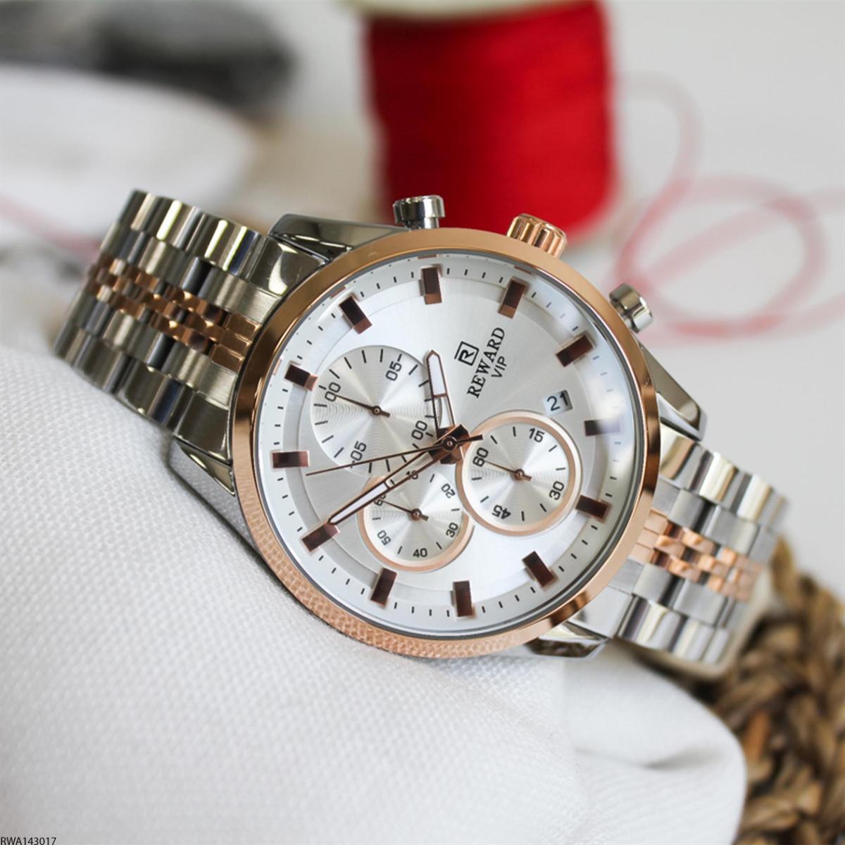 Reward RWA143017 Takvimli 43 mm Gri-Rose Gold Metal Kordon Analog Erkek Kol Saati