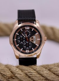 Şahmat MAT-202 Takvimli 44 mm Siyah Deri Kordon Analog Erkek Kol Saati