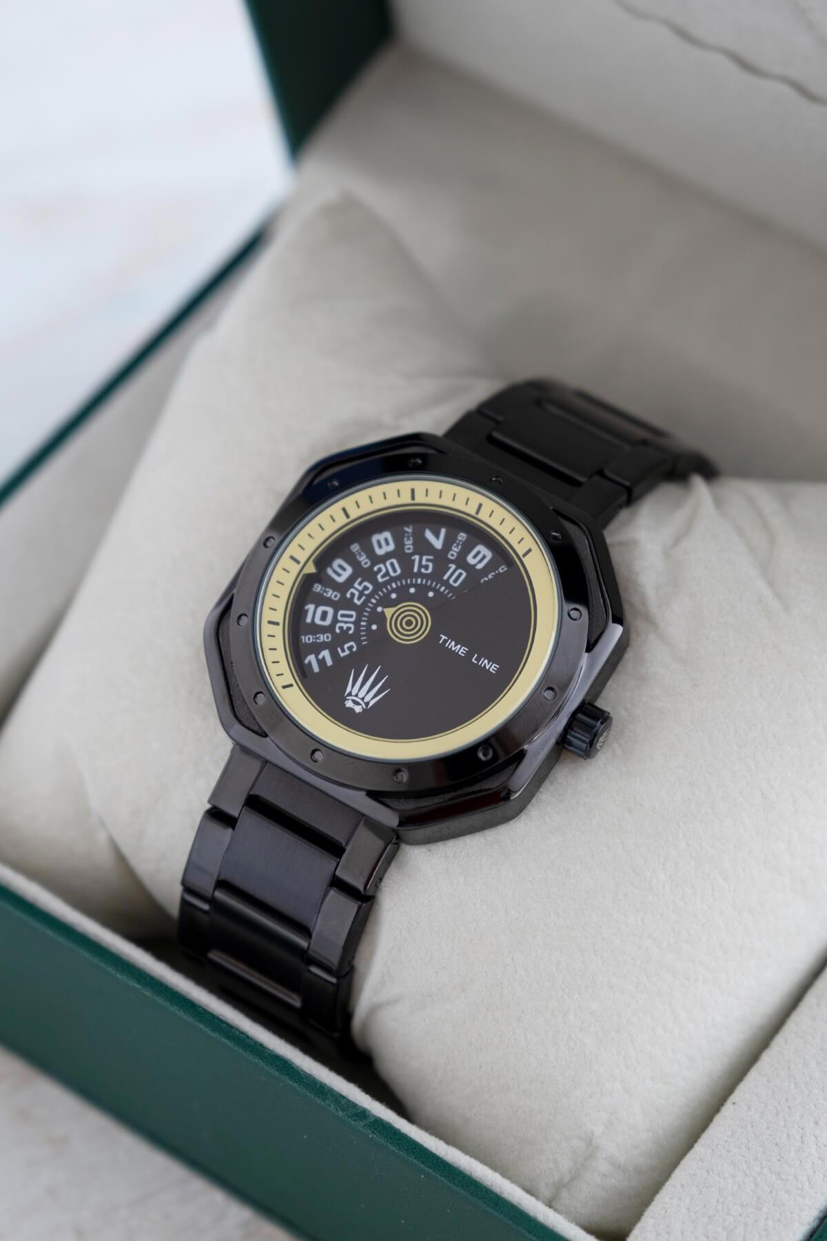 Watchofroyal Aquarecer Pusulalı Takvimli 42 mm Siyah Çelik Kordon Analog Kol Saati