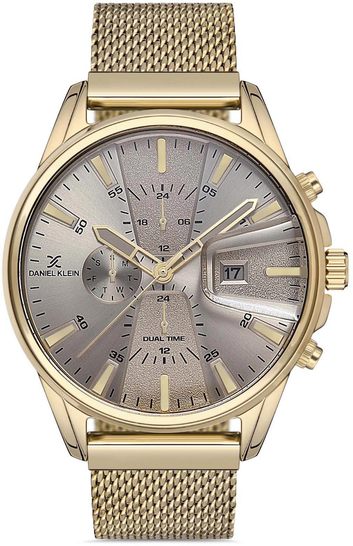 Daniel Klein DKM012945D-02 Takvimli 44 mm Altın Metal Kordon Analog Erkek Kol Saati