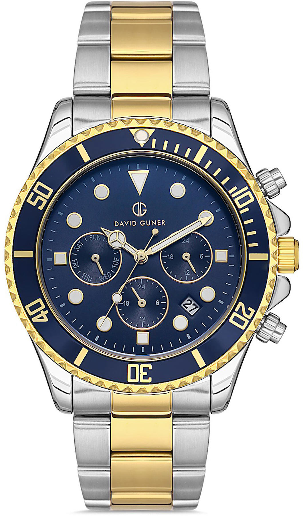 David Guner DG-8475GA-D3 Takvimli 42 mm Çelik Kordon Analog Kol Saati