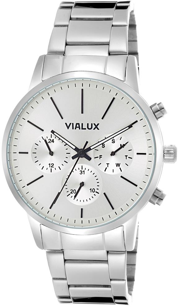 Vialux VX523S-02SS Takvimli 43 mm Çelik Kordon Analog Kol Saati