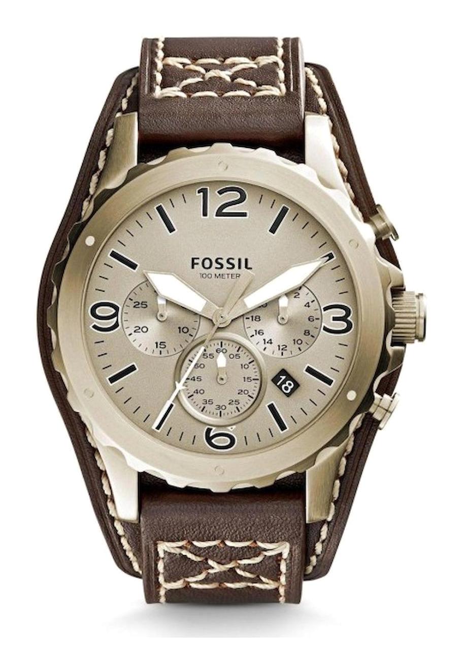 Fossil JR1495 Takvimli 46 mm Kahverengi Deri Kordon Analog Erkek Kol Saati