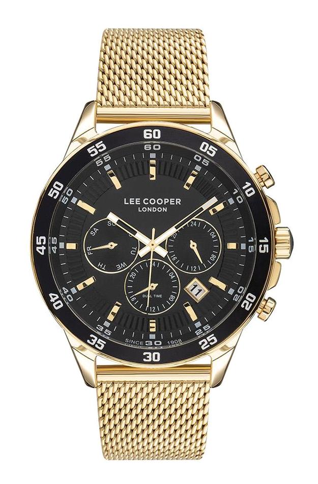 Lee Cooper LC07540.150 Takvimli 45 mm Altın Çelik Kordon Analog Erkek Kol Saati