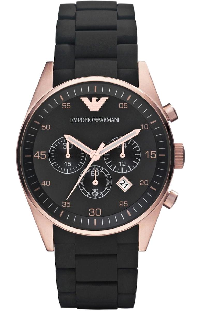 Emporio Armani AR5905 Takvimli 43 mm Siyah Plastik Kordon Analog Kol Saati