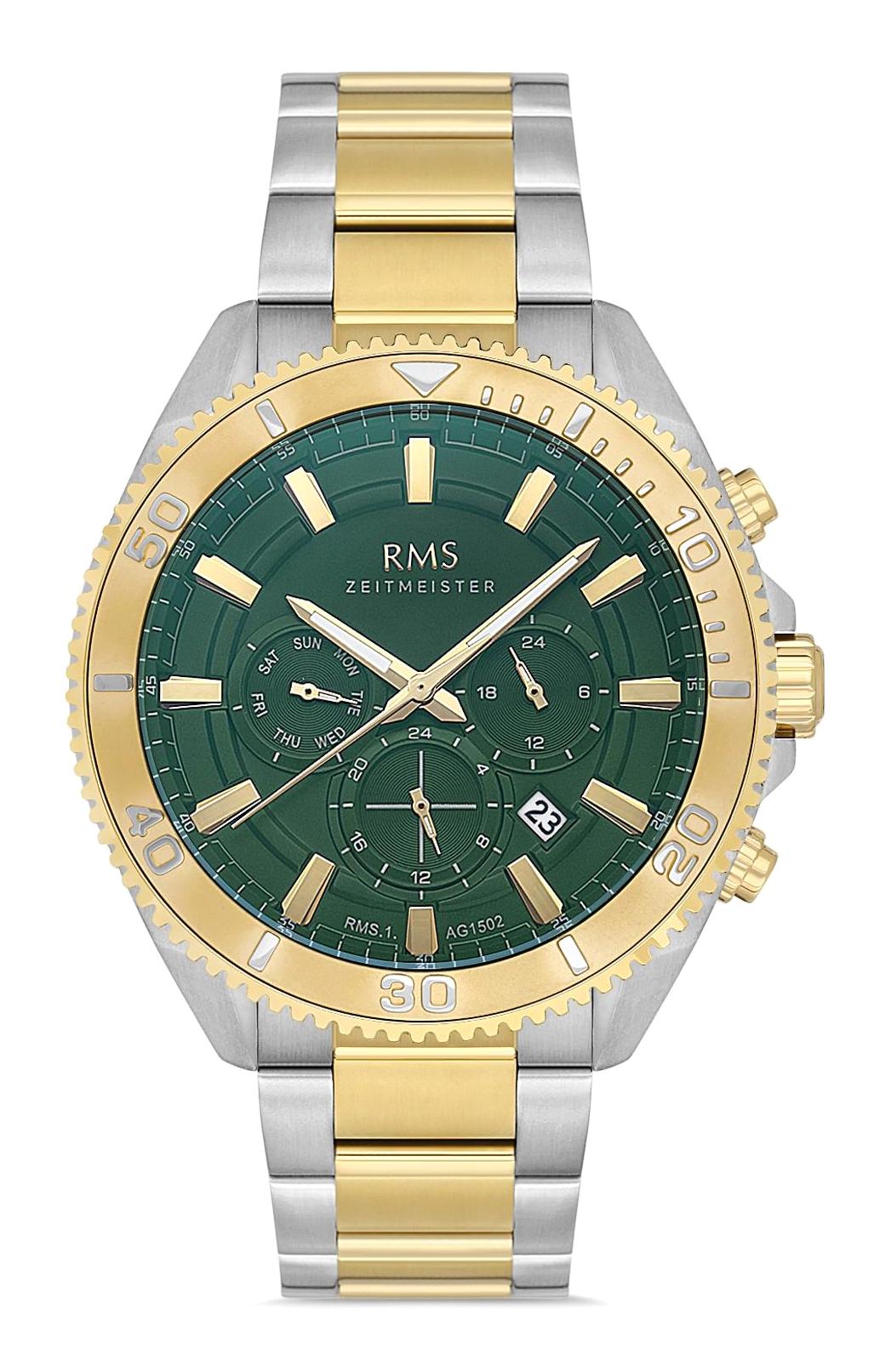 Romanson RMS.1.AG1502.05 Takvimli 45 mm Altın-Çelik Kordon Analog Erkek Kol Saati