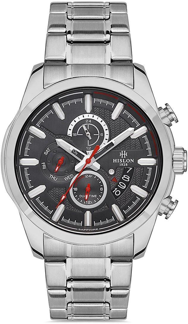 Hislon DT130S-04SS Pusulalı Takvimli 45 mm Çelik Kordon Analog Erkek Kol Saati