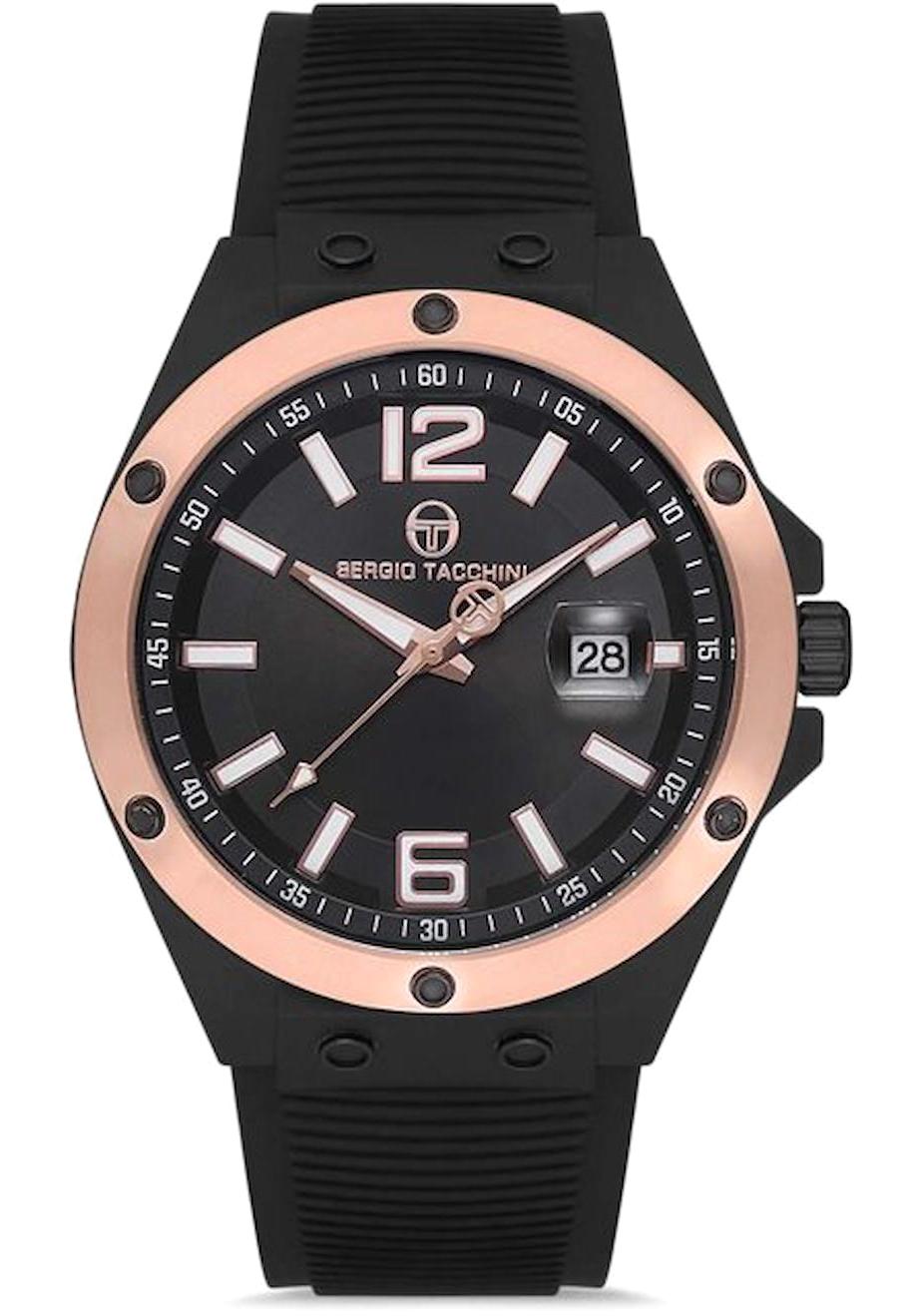 Sergio Tacchini ST.1.10141.2 Takvimli 41 mm Siyah Silikon Kordon Analog Erkek Kol Saati