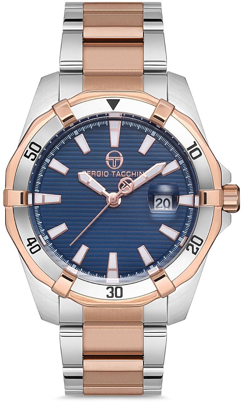 Sergio Tacchini ST.1.10090.5 Takvimli 42 mm Gri-Rose Gold Çelik Kordon Analog Kol Saati