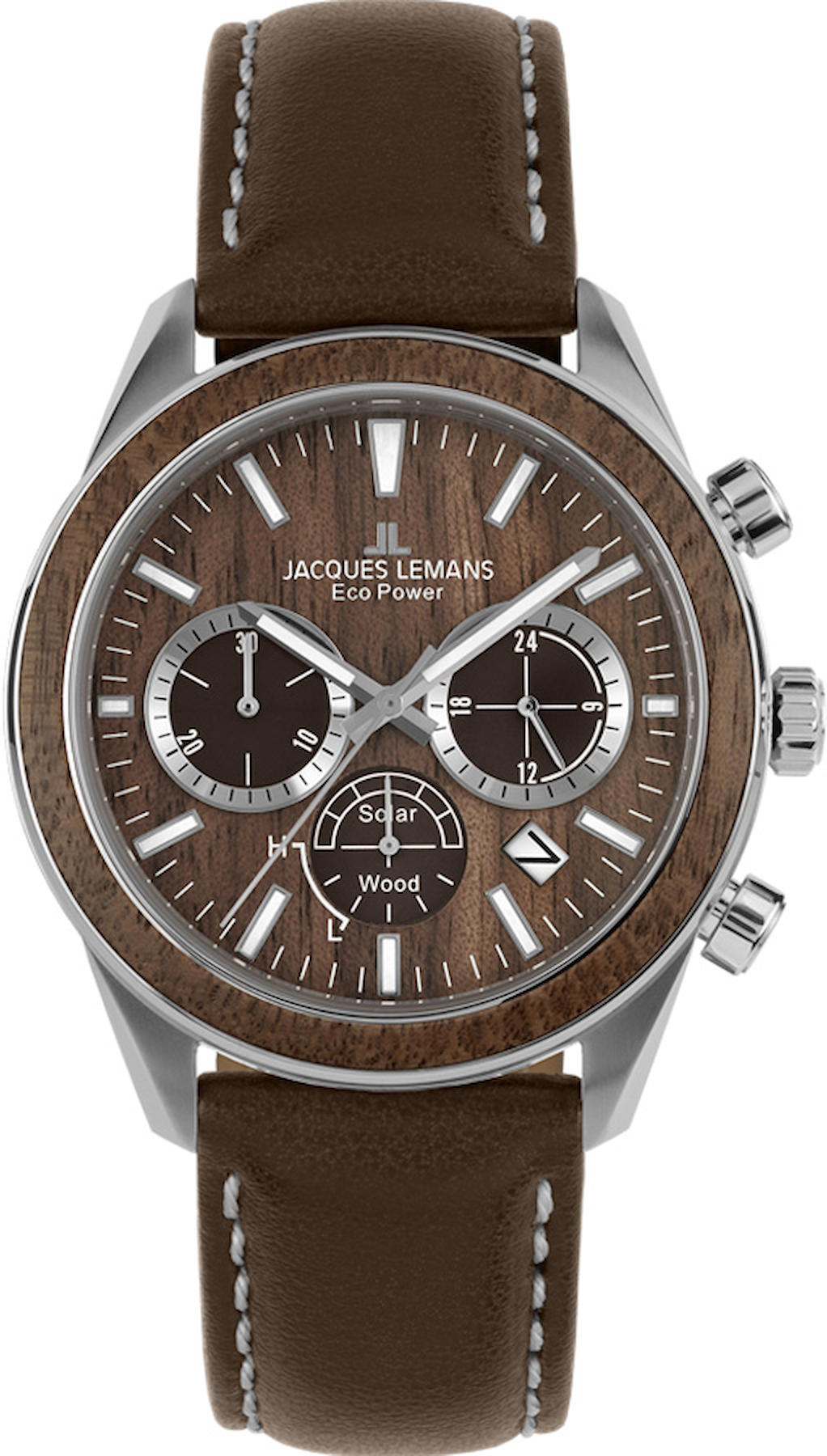 Jacques Lemans 1-2115B Pusulalı Takvimli 44 mm Kahverengi Deri Kordon Analog Kol Saati