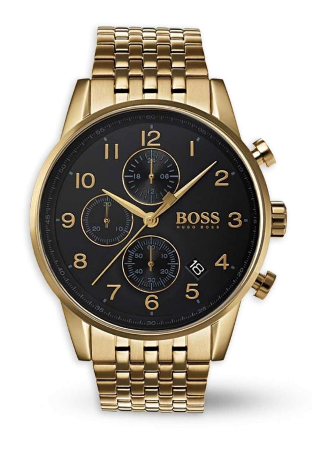 Hugo Boss HB1513531 Pusulalı Takvimli 45 mm Altın Çelik Kordon Analog Erkek Kol Saati
