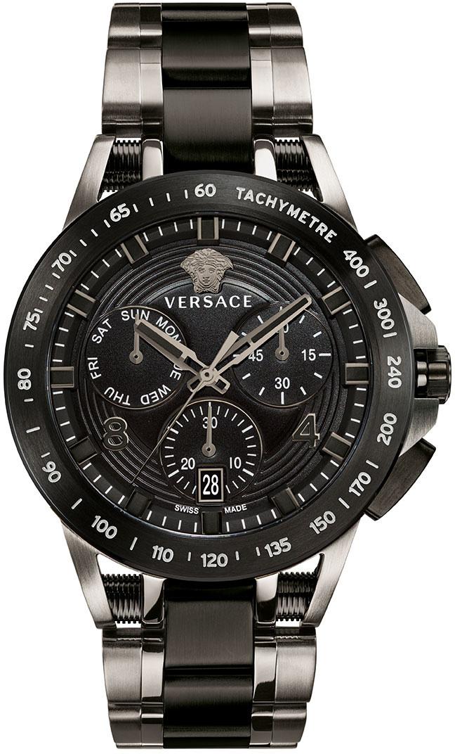 Versace VRSCVERB00618 Takvimli 45 mm Gri-Siyah Çelik Kordon Analog Kol Saati