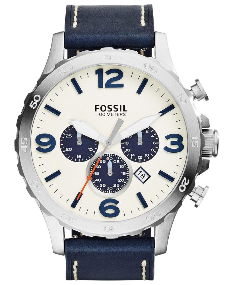 Fossil FJR1480 Takvimli 50 mm Lacivert Deri Kordon Analog Erkek Kol Saati