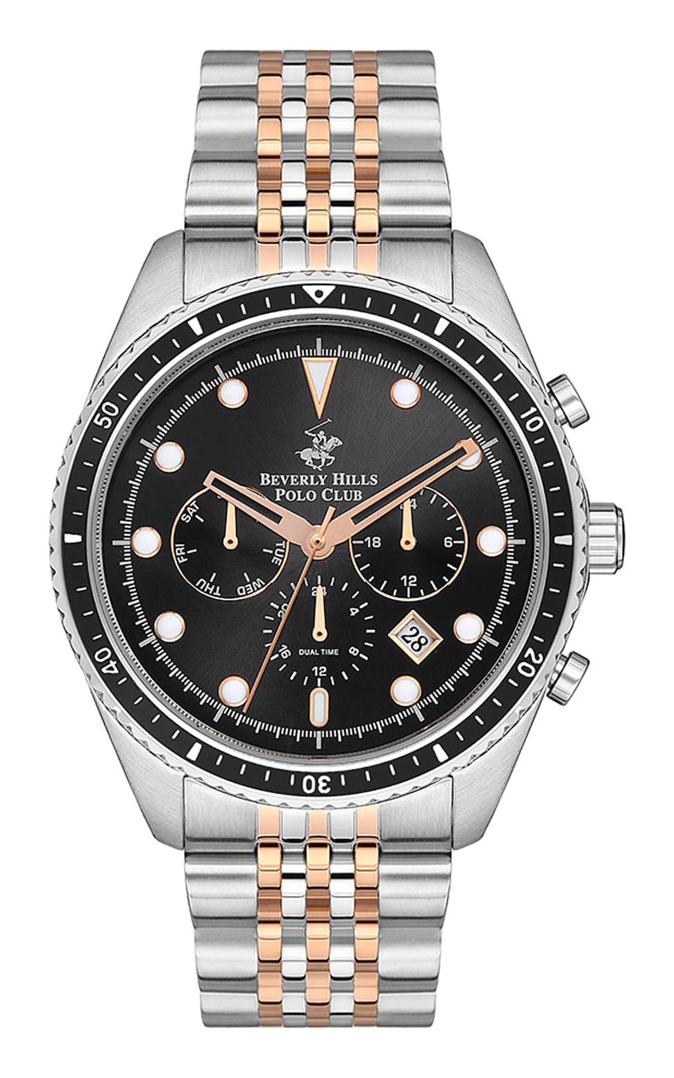 Beverly Hills Polo Club BP3354X550 Takvimli 45 mm Gri-Rose Gold Çelik Kordon Analog Erkek Kol Saati