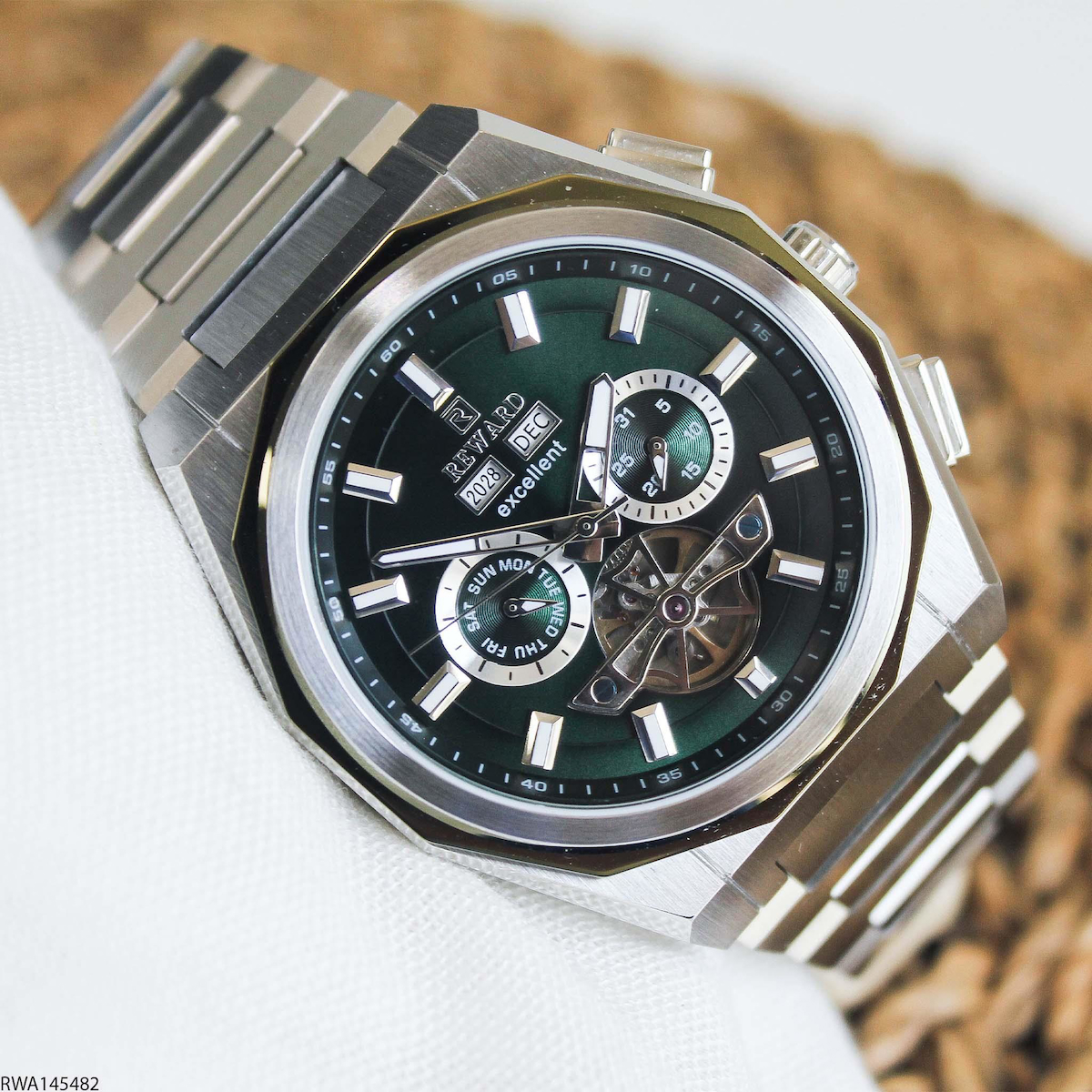Reward RWA145482 Takvimli 46 mm Çelik Kordon Analog Erkek Kol Saati
