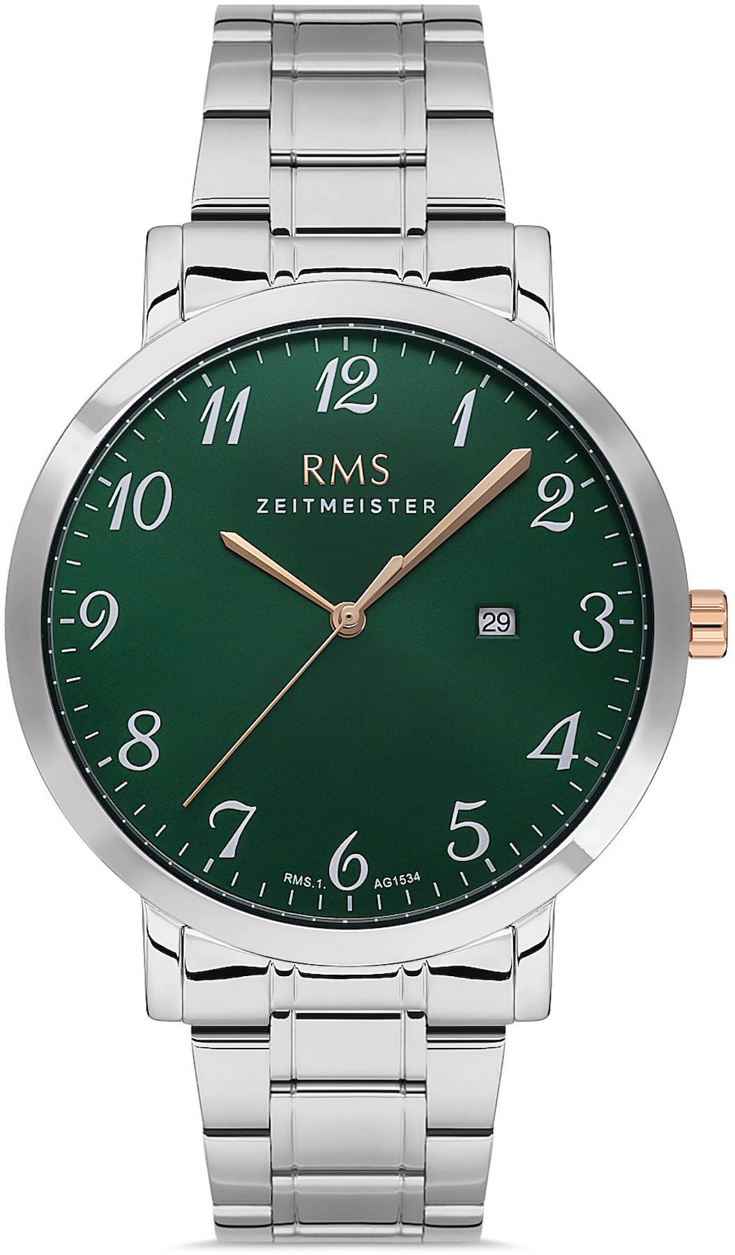 Romanson RMS.1.AG1534.14 Takvimli 42 mm Çelik Kordon Analog Kol Saati