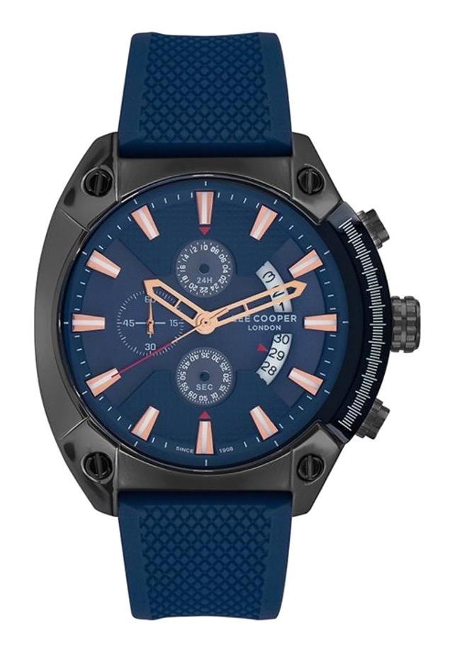 Lee Cooper 7063 099 Takvimli 50 mm Lacivert Silikon Kordon Analog Erkek Kol Saati