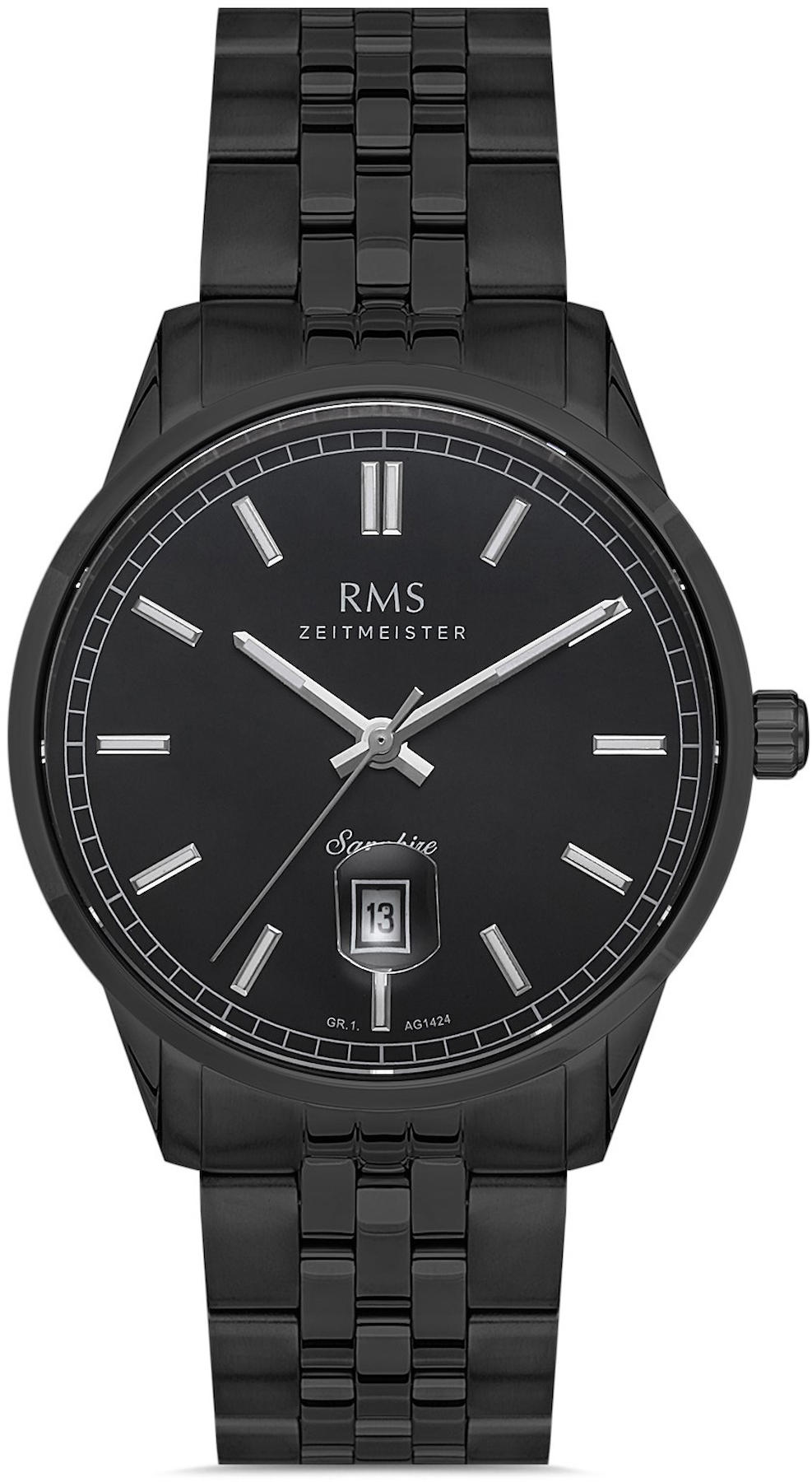 Romanson GR.1.AG1424.07 Takvimli 43 mm Siyah Çelik Kordon Analog Kol Saati