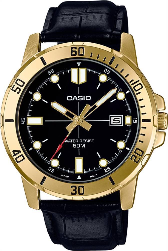 Casio MTP-VD01GL-1EVUDF Takvimli 45 mm Siyah Deri Kordon Analog Kol Saati