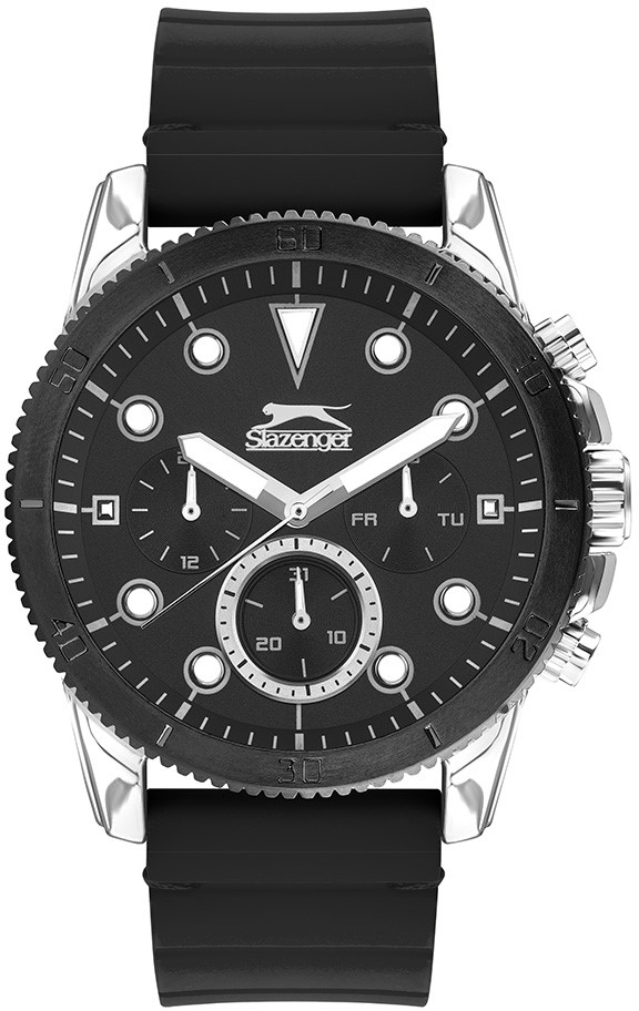 Slazenger SL.09.2012.2.01 Takvimli 46-50 mm Siyah Silikon Kordon Analog Erkek Kol Saati