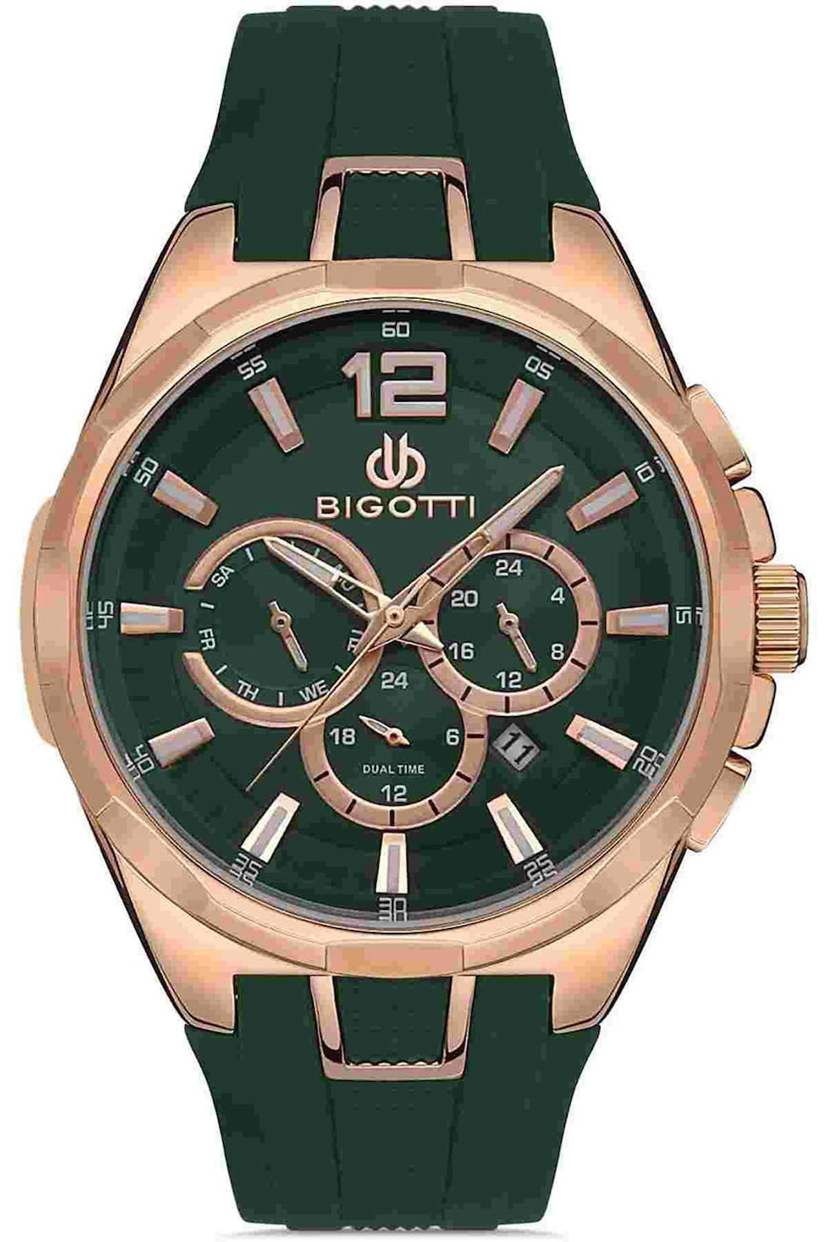 Bigotti BG.1.10322.5 Takvimli 45 mm Yeşil Silikon Kordon Analog Kol Saati