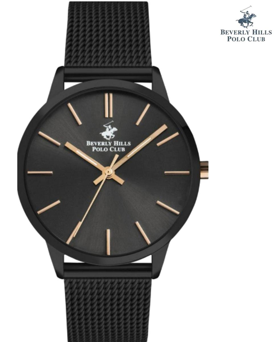 Beverly Hills Polo Club BP3154X660 42 mm Siyah Çelik-Hasır Kordon Analog Kol Saati