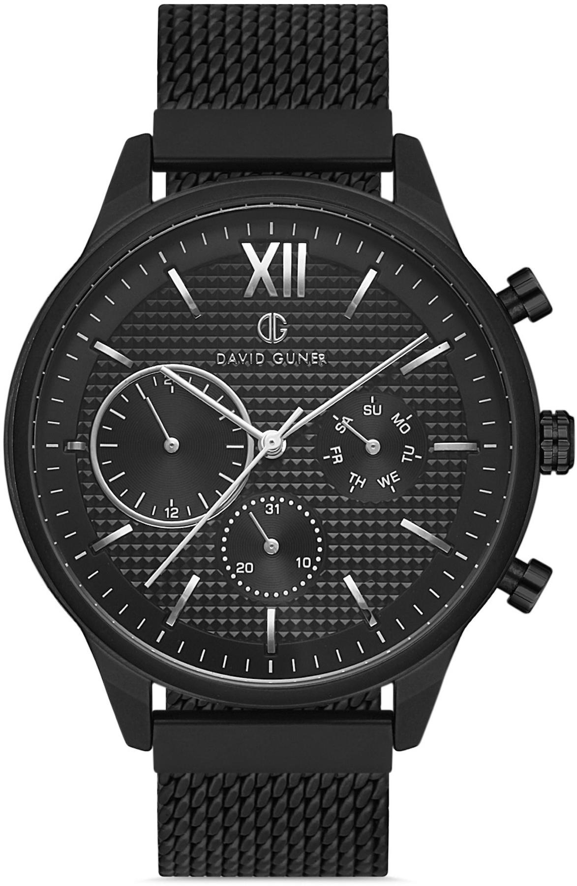 David Guner DG-8213GC-G2 Takvimli 42 mm Siyah Metal Kordon Analog Kol Saati