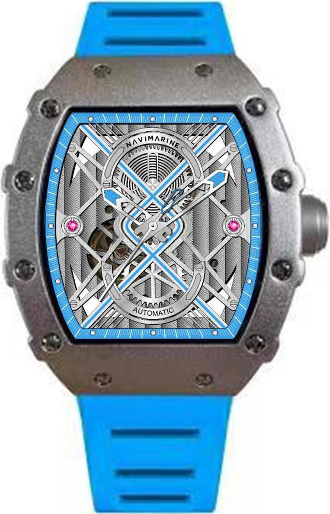 Navimarine NVM2002-10 44 mm Mavi Silikon Kordon Analog Kol Saati