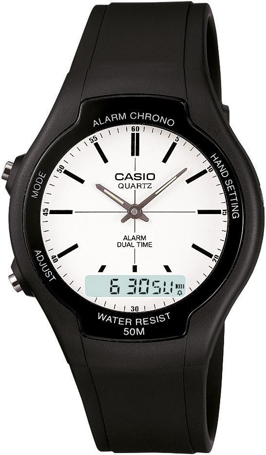 Casio AW-90-7EVDF Takvimli 38 mm Siyah Silikon Kordon Analog Erkek Kol Saati