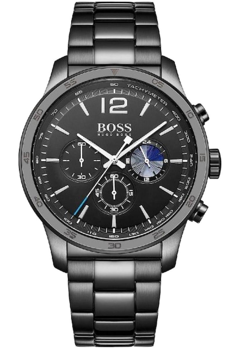 Hugo Boss HB1513528 Pusulalı Takvimli 44 mm Siyah Çelik Kordon Analog Erkek Kol Saati