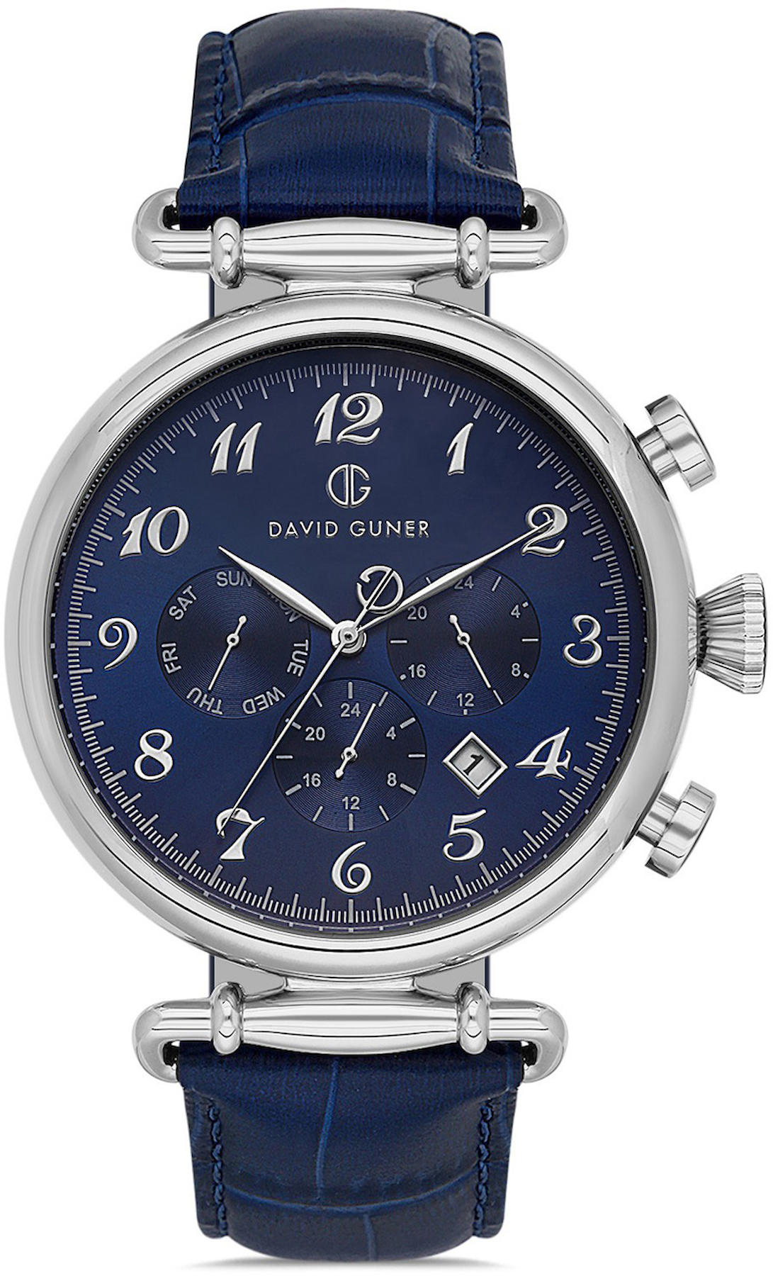 David Guner DG-8384GB-L3 Takvimli 42 mm Lacivert Deri Kordon Analog Kol Saati