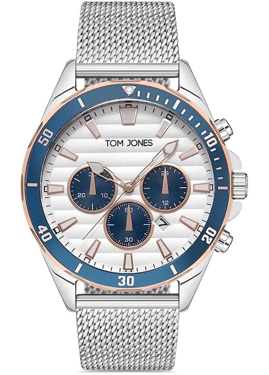 Tom Jones 188BA Takvimli 44 mm Çelik Kordon Analog Erkek Kol Saati